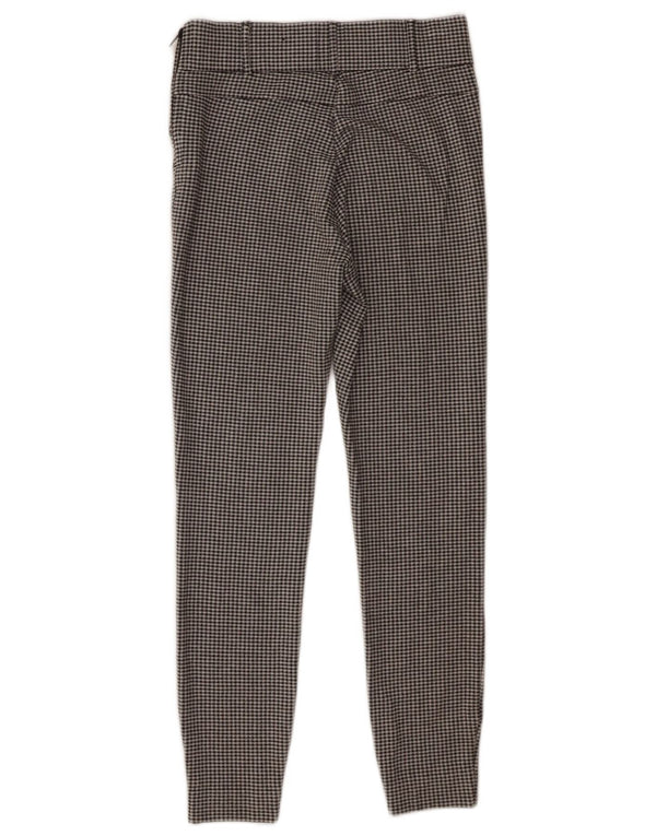 Zara Calça feminina casual slim pequena W26 L26 preta xadrez viscose