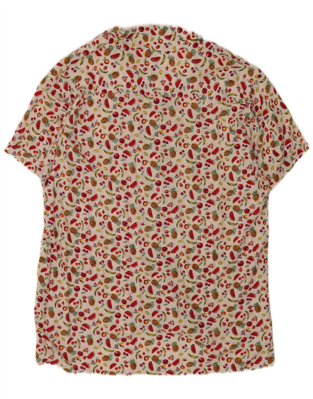 Camisa masculina vintage de manga curta com padrão abstrato XL branca