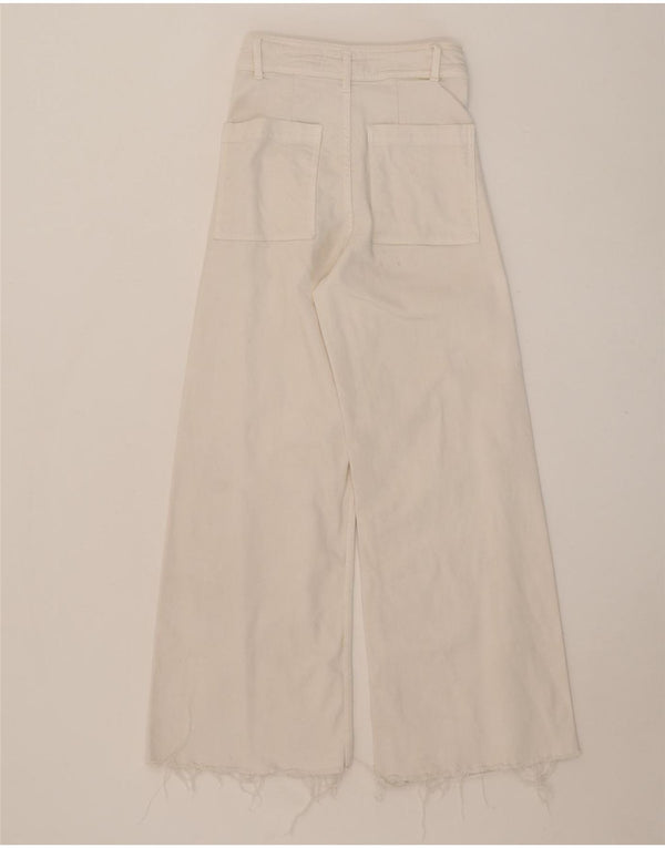 Zara Jeans feminino The Marine cintura alta reta UE 34 2XS W24 L26 branco