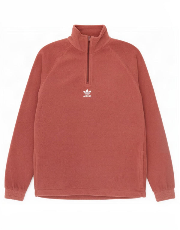 Adidas Mens Graphic Zip Neck Fleece Jumper Pequeno Marrom Poliéster