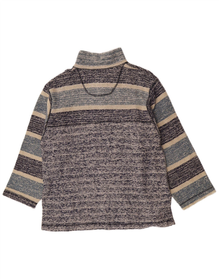 Moletom masculino vintage com zíper 1/4 jumper médio listrado azul retrô