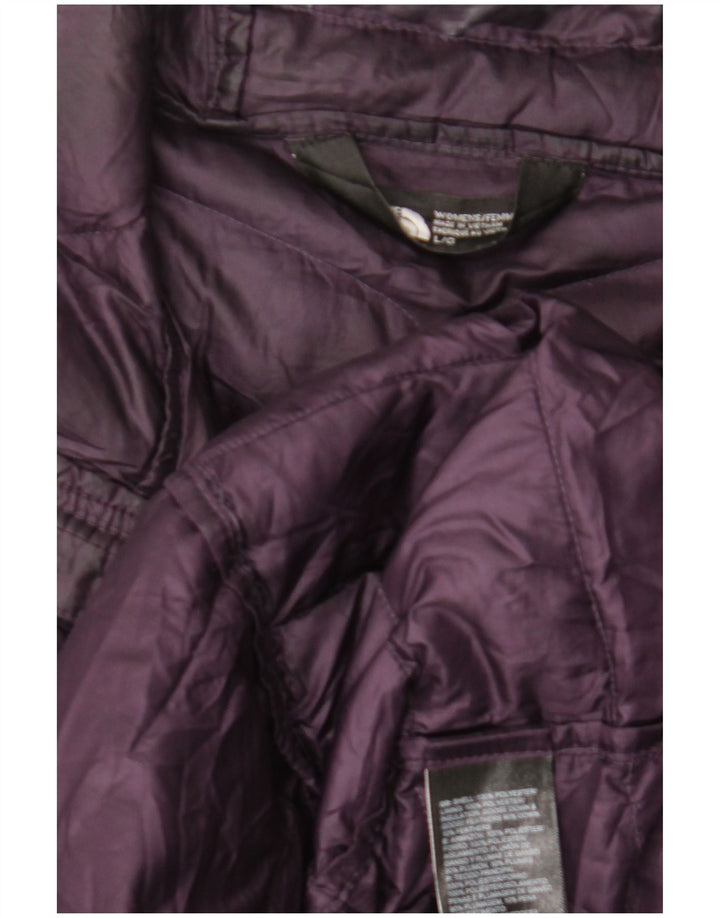 Casaco acolchoado com capuz feminino The North Face UK 16 grande poliéster roxo