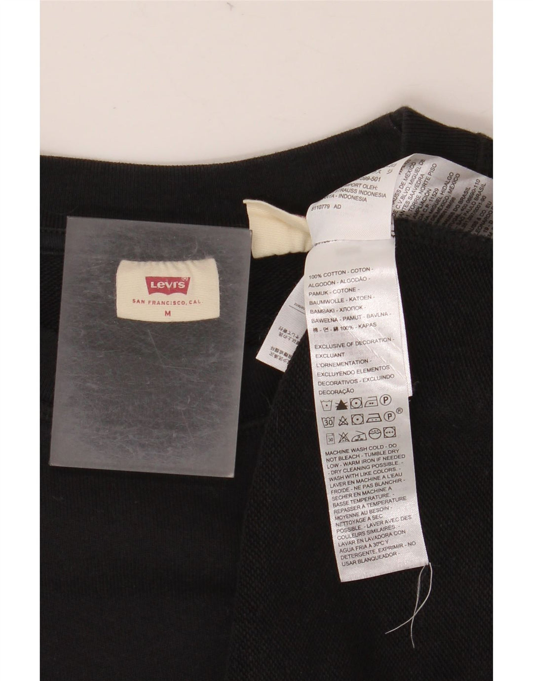 LEVI'S moletom feminino jumper UK 14 médio algodão preto