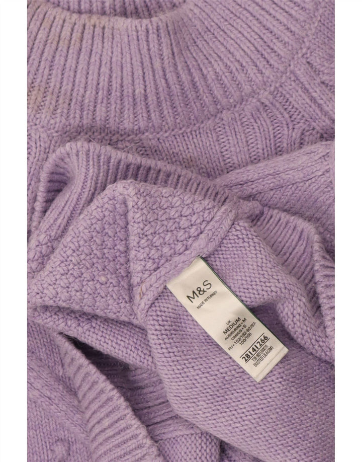 Suéter feminino Marks & Spencer com gola tartaruga Reino Unido 14 médio roxo