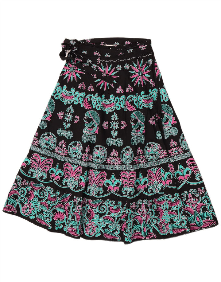 Saia cigana feminina vintage W28 algodão floral médio multicolorido