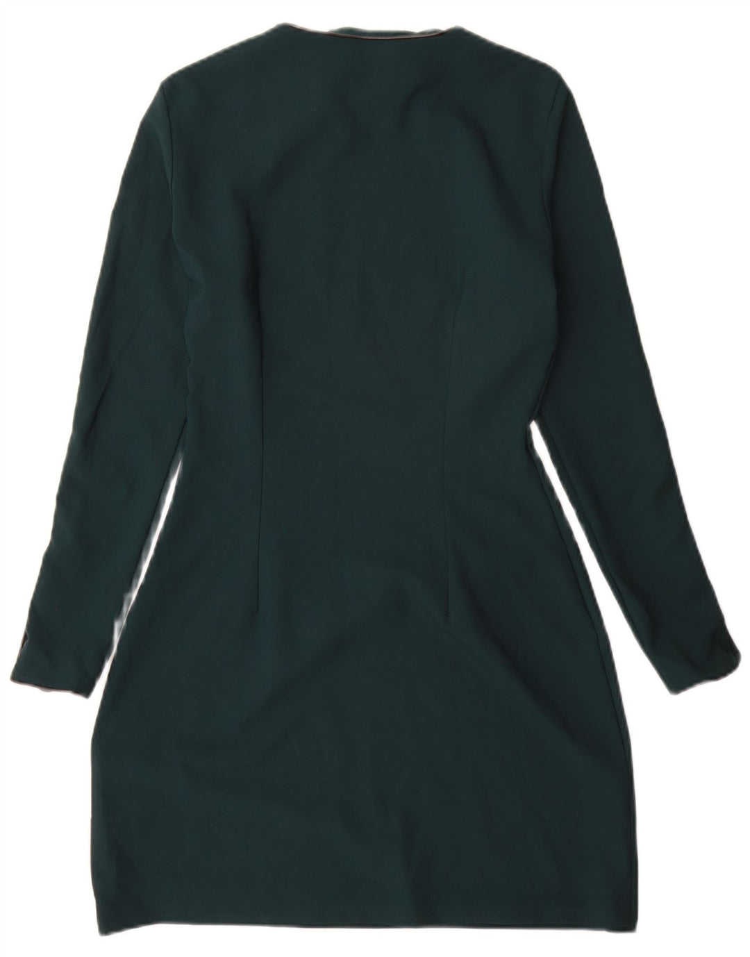 Vestido feminino Zara com bainha de manga comprida Reino Unido 10 pequeno poliéster verde