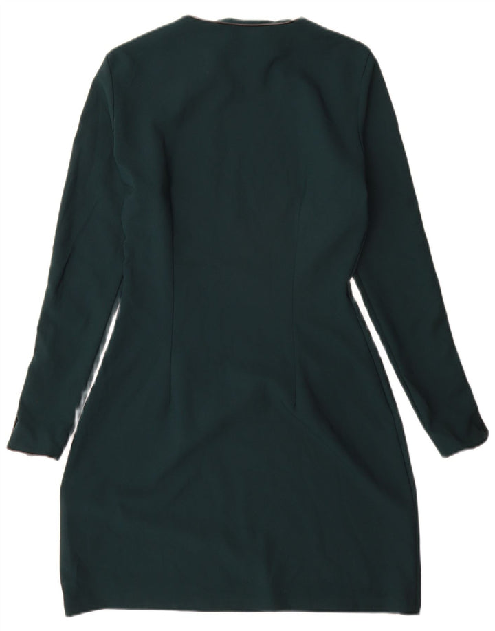 Vestido feminino Zara com bainha de manga comprida Reino Unido 10 pequeno poliéster verde