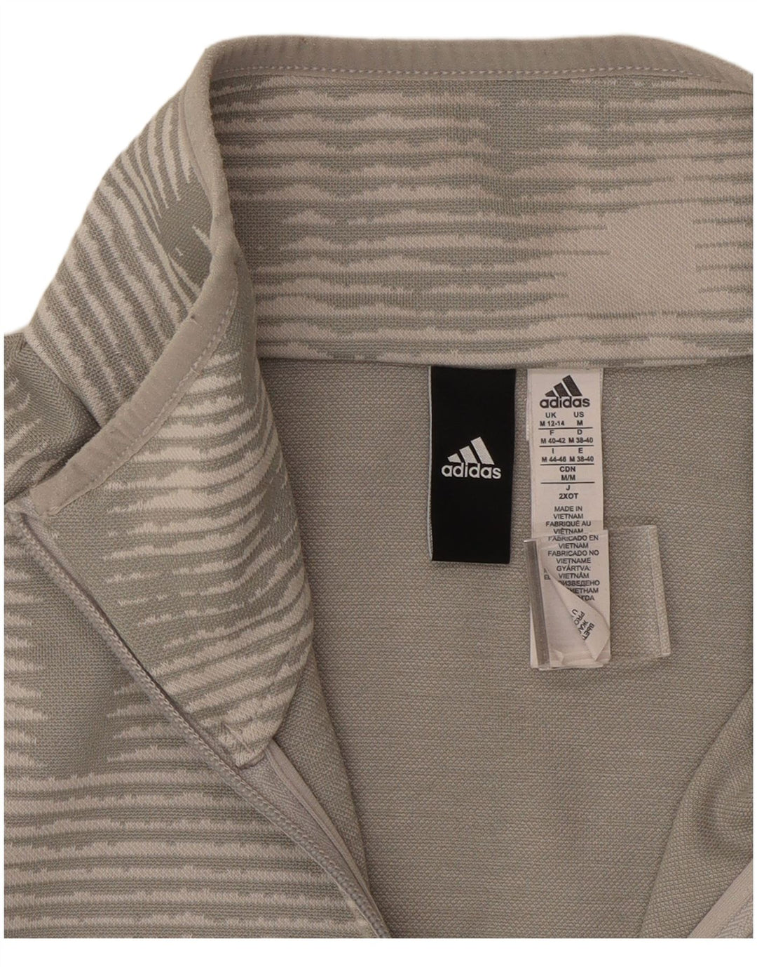 ADIDAS Womens Tracksuit Top Jacket UK 12/14 Médio Cinza Listrado Poliéster