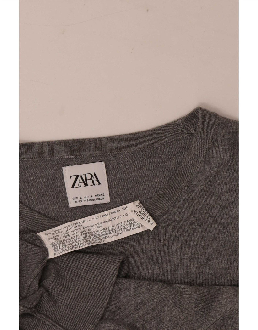 Zara Suéter masculino com gola redonda, grande viscose cinza