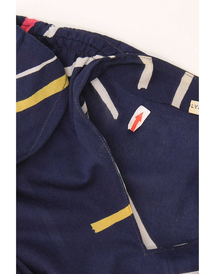 Vestido vintage feminino evasê IT 42 poliéster listrado azul marinho médio