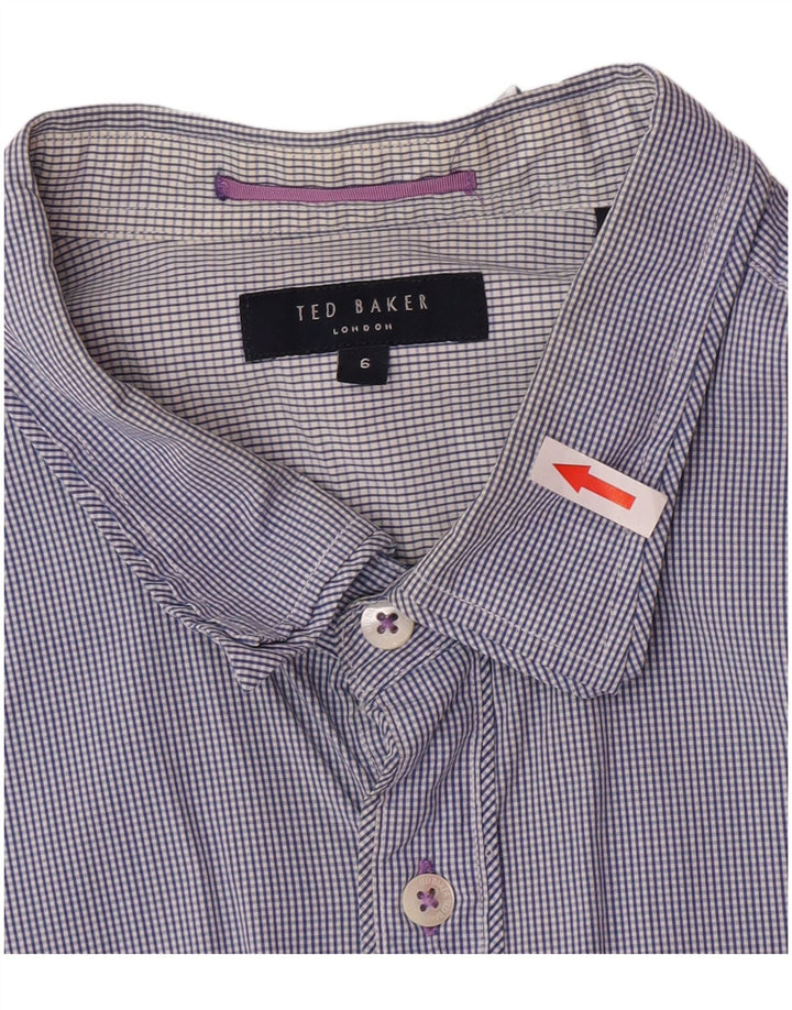 Camisa masculina Ted Baker tamanho 6 2XL xadrez azul marinho