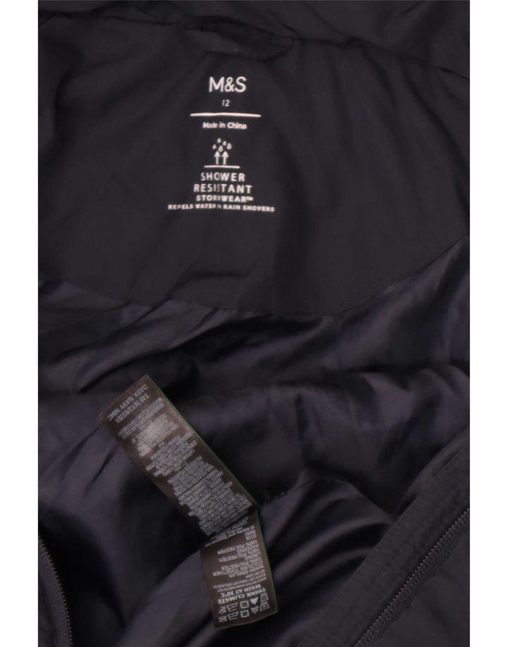 Jaqueta feminina acolchoada com capuz Marks & Spencer Reino Unido 12 médio azul marinho