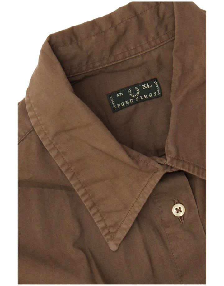 Camisa feminina Fred Perry UK 18 XL algodão marrom