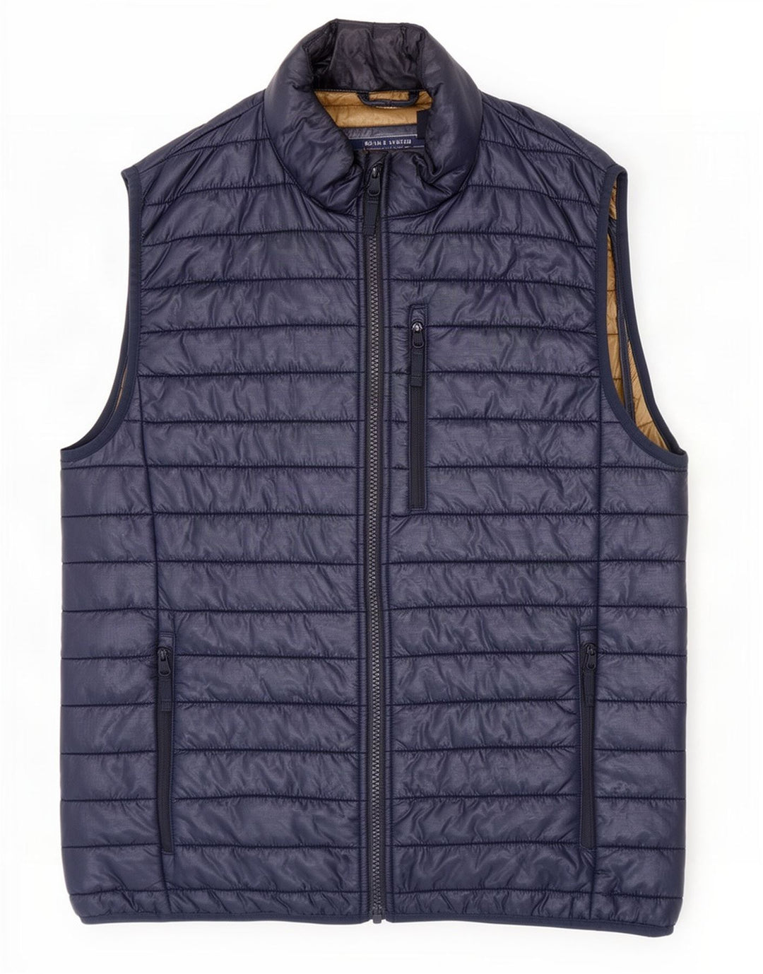 Colete acolchoado masculino J. Crew UK 36 pequeno nylon azul marinho