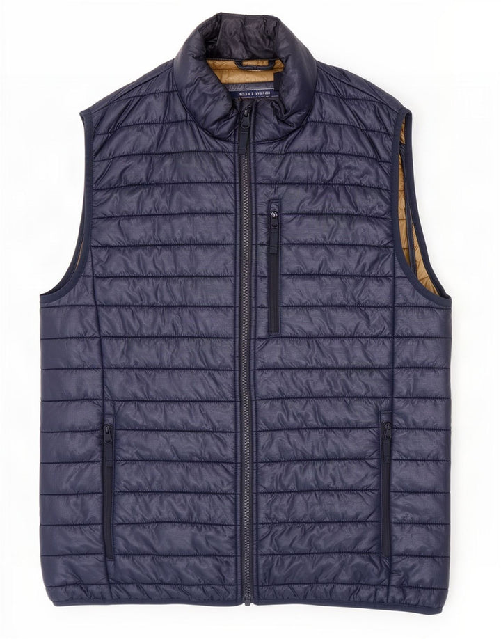 Colete acolchoado masculino J. Crew UK 36 pequeno nylon azul marinho