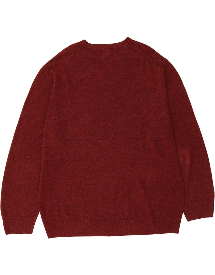 DOCKERS Mens V-Neck Jumper Sweater 3XL Burgundy Striped Acrylic Vintage Dockers and Second-Hand Dockers from Messina Hembry 