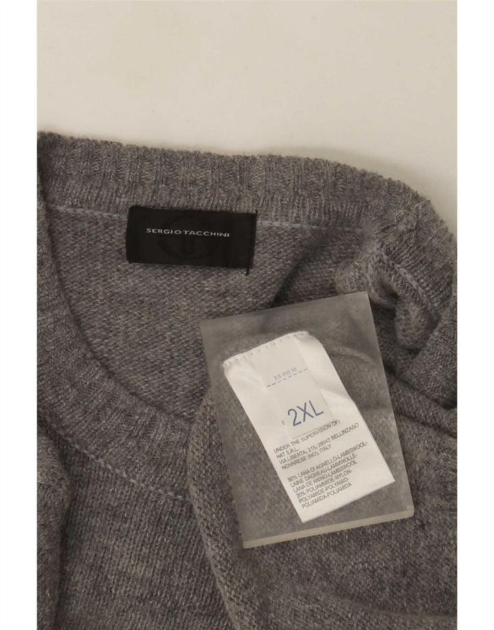 Sergio Tacchini Suéter masculino com gola redonda 2XL lã cinza