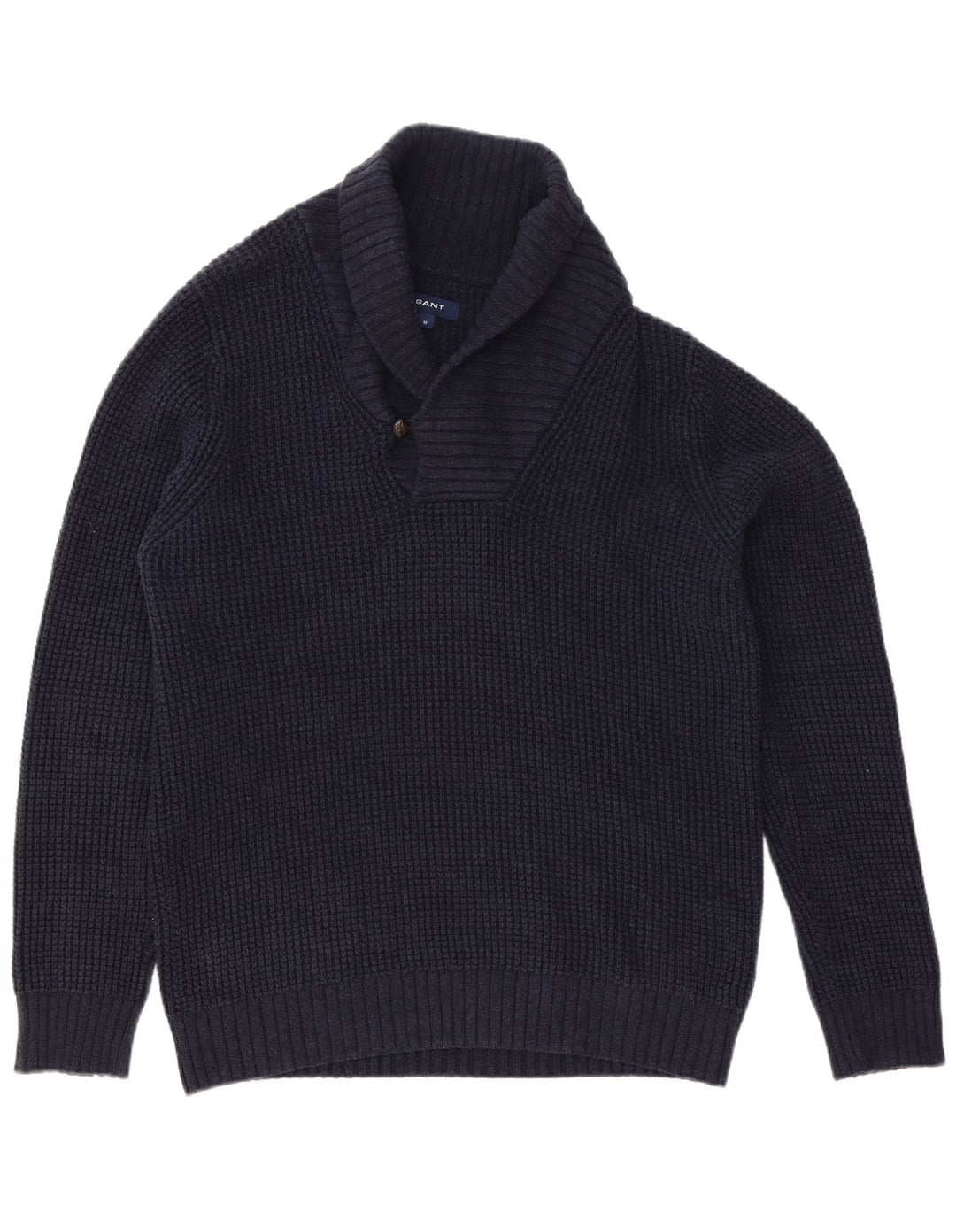 Suéter masculino Gant com gola xale e algodão azul marinho médio
