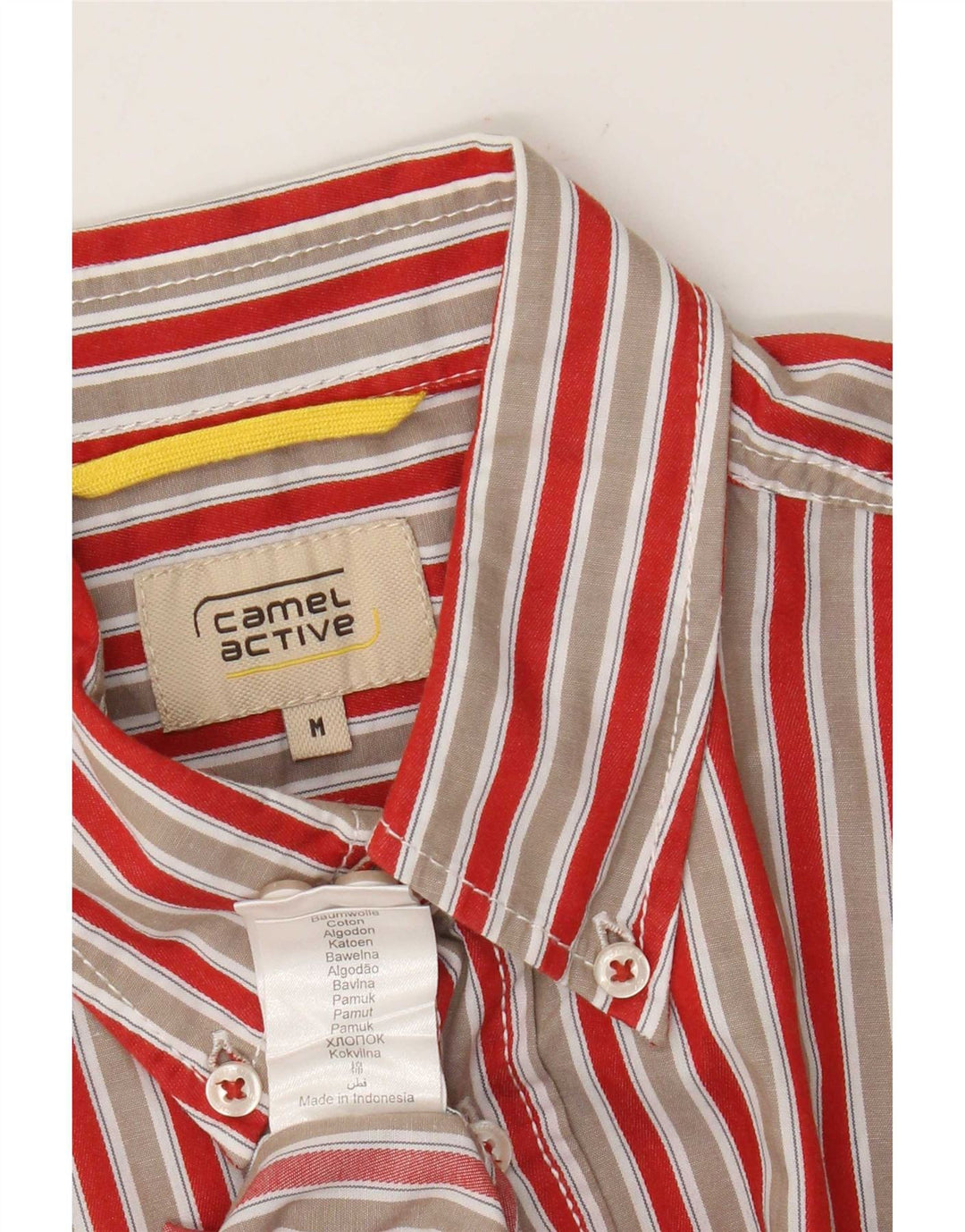 Camisa masculina de manga curta Camel Active de algodão listrado vermelho médio