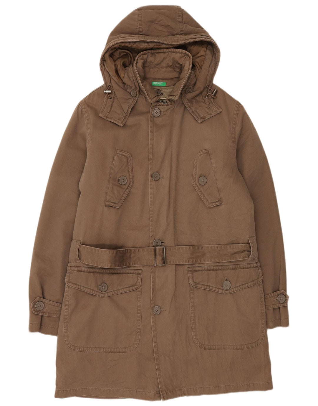 Jaqueta Parka masculina com capuz BENETTON IT 48 poliéster marrom médio