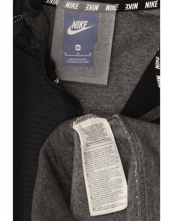 Suéter masculino Nike com capuz e zíper cinza médio algodão colorblock