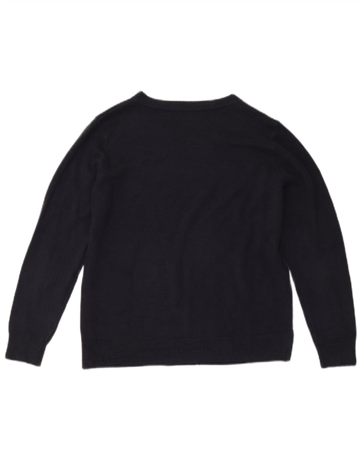 Suéter feminino Marks & Spencer com gola canoa Reino Unido 14 médio azul marinho