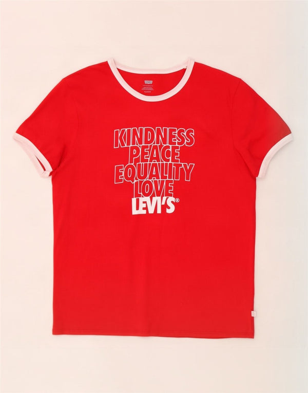 Camiseta feminina gráfica Levi's UK 18 XL algodão vermelho