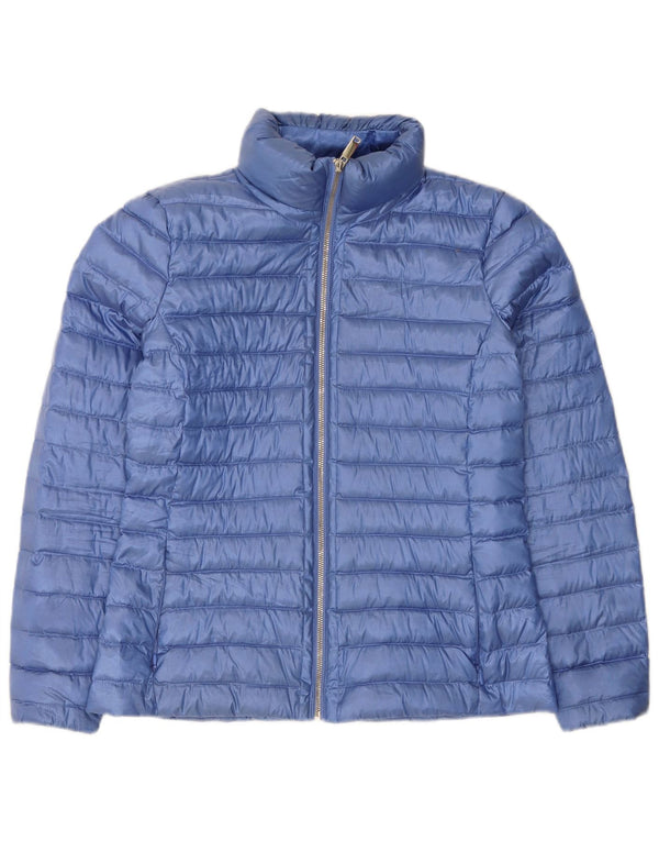 Jaqueta acolchoada feminina Massimo Dutti UK 12 poliéster azul médio