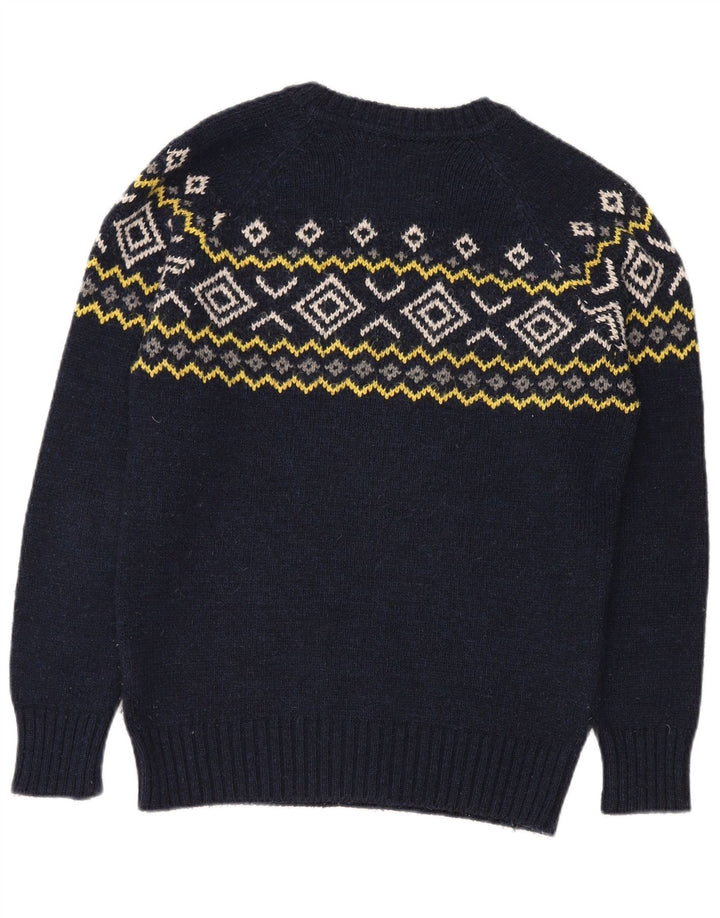 Suéter masculino Superdry com gola redonda, médio azul marinho Fair Isle acrílico