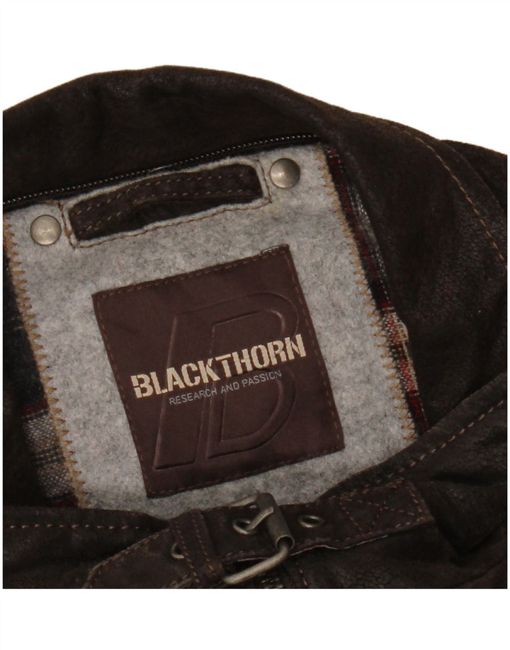Jaqueta de couro masculina Blackthorn IT 48 couro marrom médio