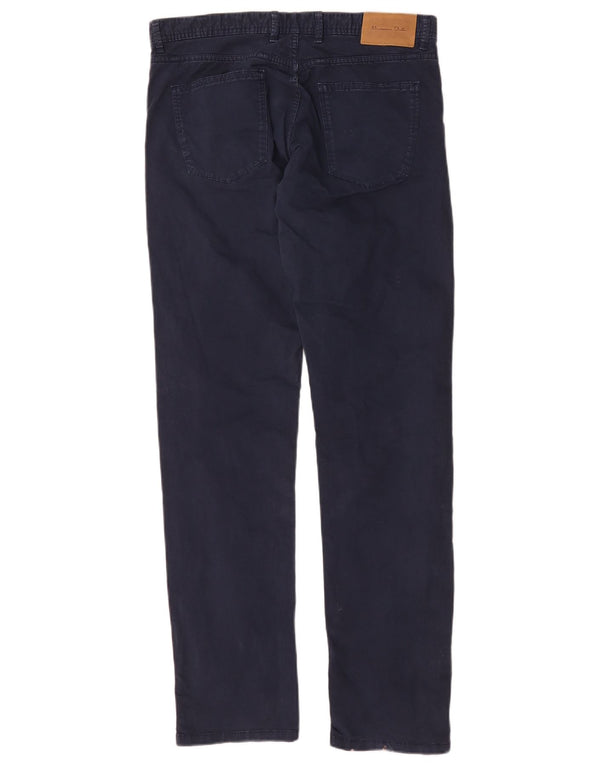 Calça casual masculina Massimo Dutti Slim Fit UE 42 Grande W32 L32 Azul marinho