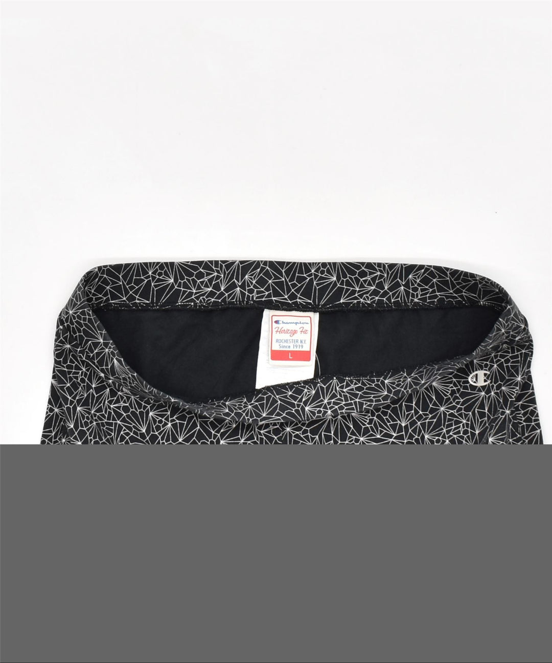 CHAMPION Womens Leggings Large Black Geometric | Vintage | Thrift | Second-Hand | Used Clothing | Messina Hembry 