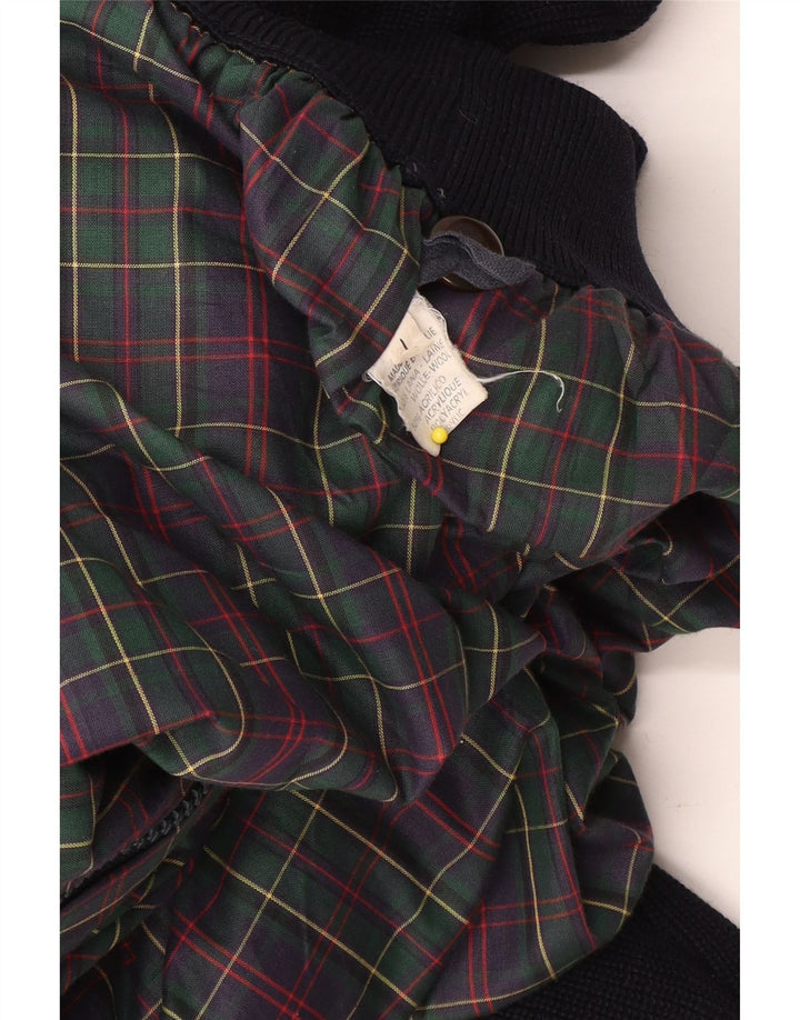 Jaqueta bomber masculina vintage de malha UK 40 grande lã preta