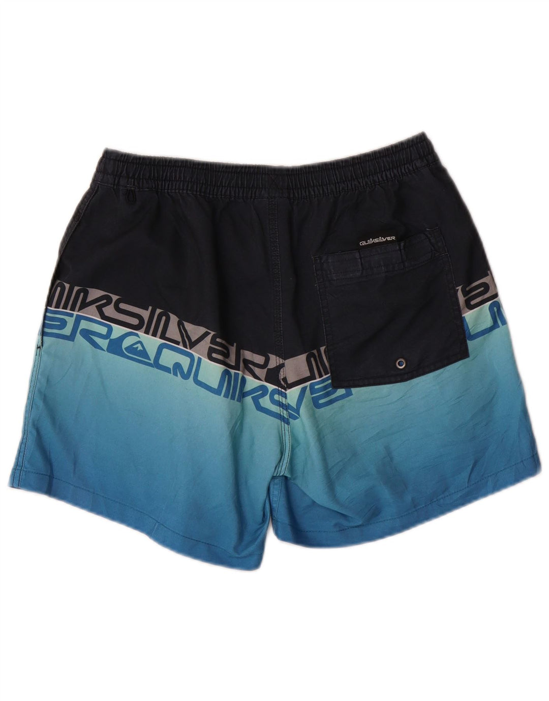 Shorts de natação masculino gráfico QUIKSILVER pequeno azul colorido bloco de poliéster