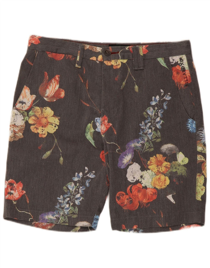 Billabong Mens Chino Shorts W30 Poliéster Floral Cinza Médio