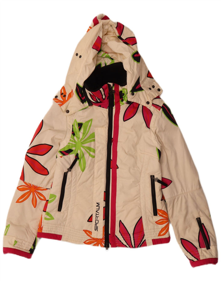 Jaqueta de esqui feminina Sportalm com capuz EU 38 médio off white floral poliamida
