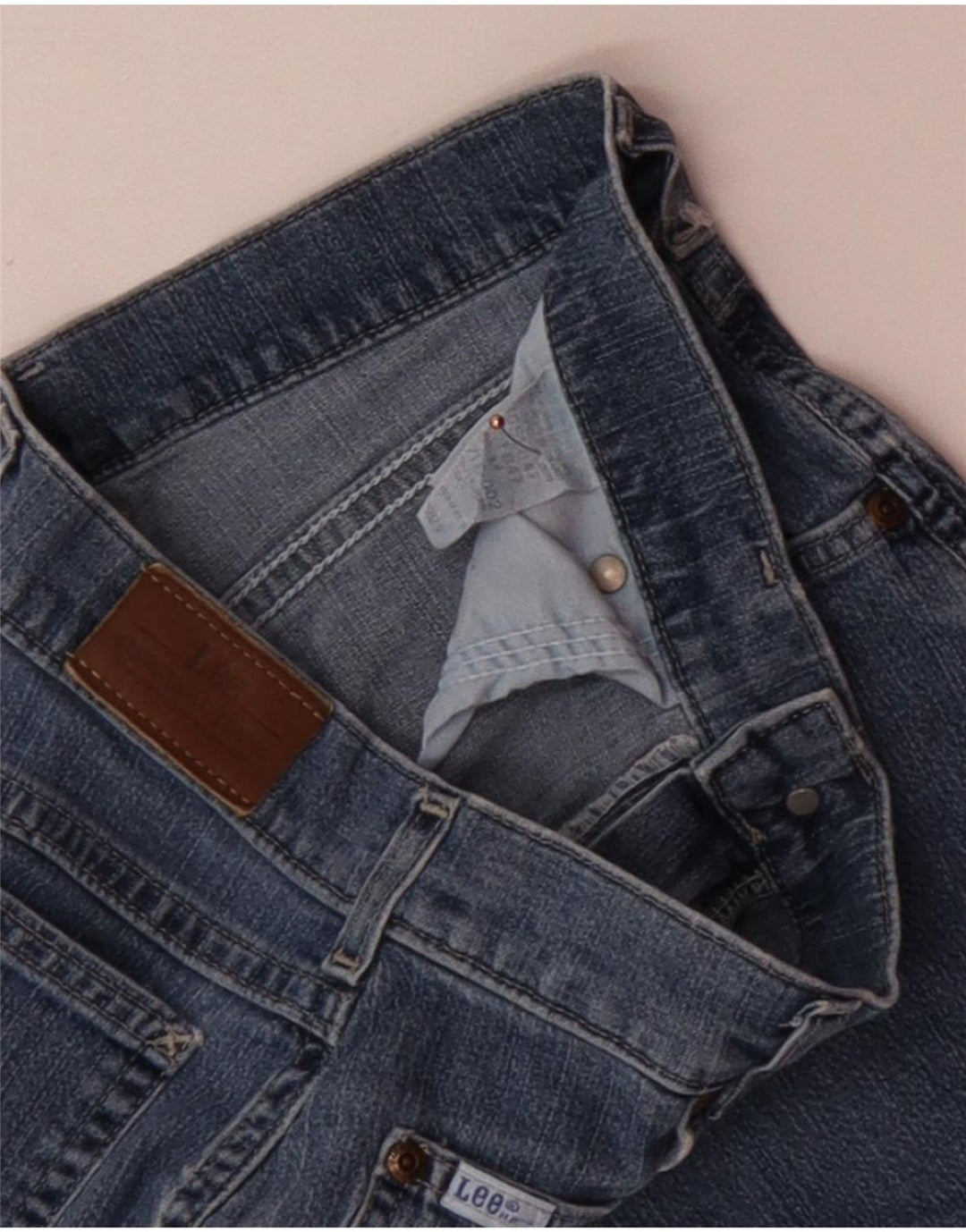 Shorts jeans feminino LEE W28 algodão azul médio