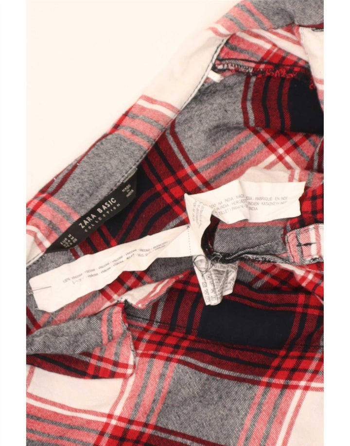 Pulôver feminino Longline de flanela Zara Reino Unido 14 Viscose xadrez vermelho médio