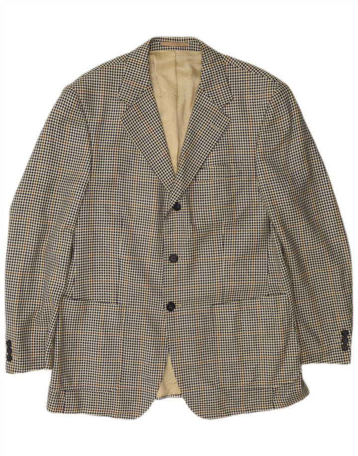 Jaqueta Blazer Masculina Massimo Dutti com 3 Botões Reino Unido 40 Grande Bege Houndstooth