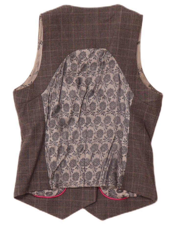 Colete feminino TED BAKER com peito duplo tamanho 2 pequeno cinza xadrez de lã