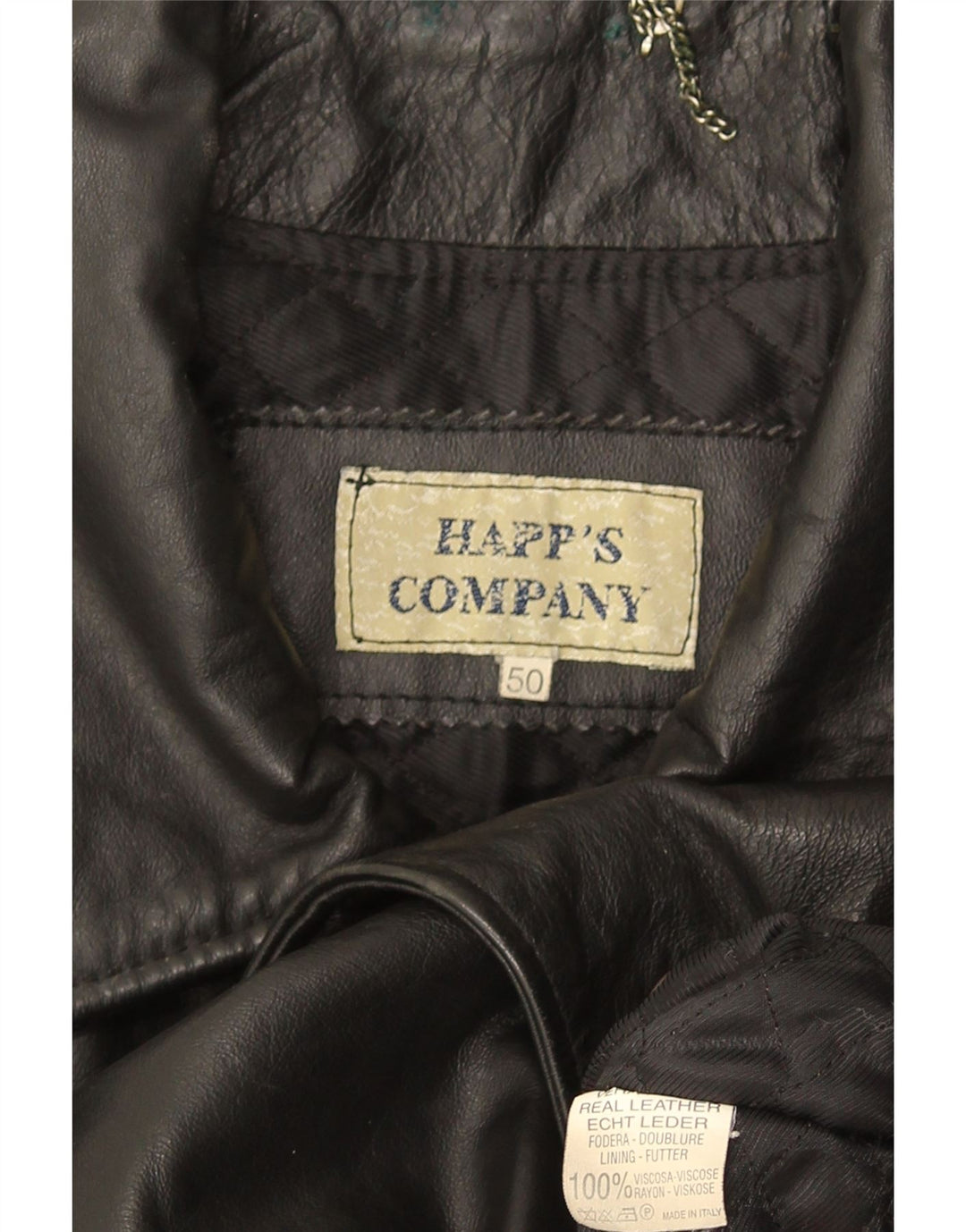 Jaqueta de couro masculina vintage IT 50 grande couro preto