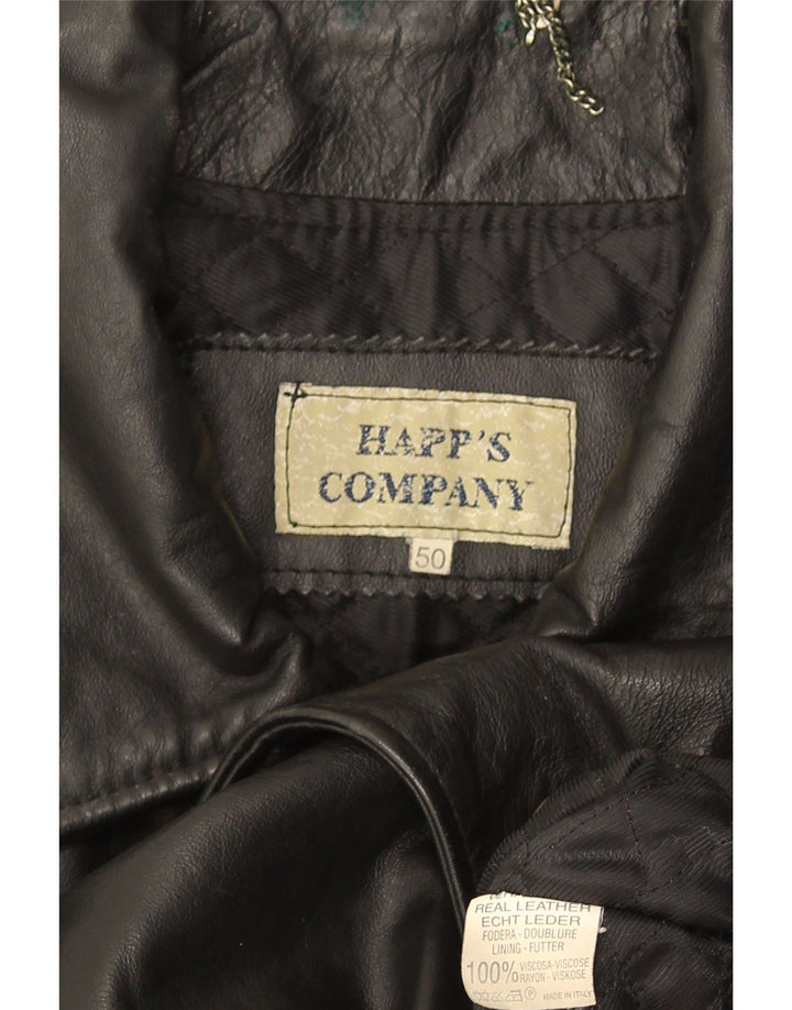 Jaqueta de couro masculina vintage IT 50 grande couro preto