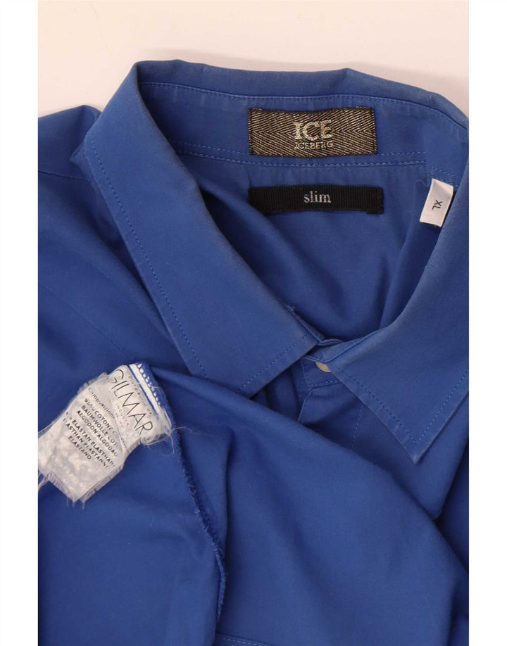 Camisa Slim Masculina Iceberg XL Azul Algodão