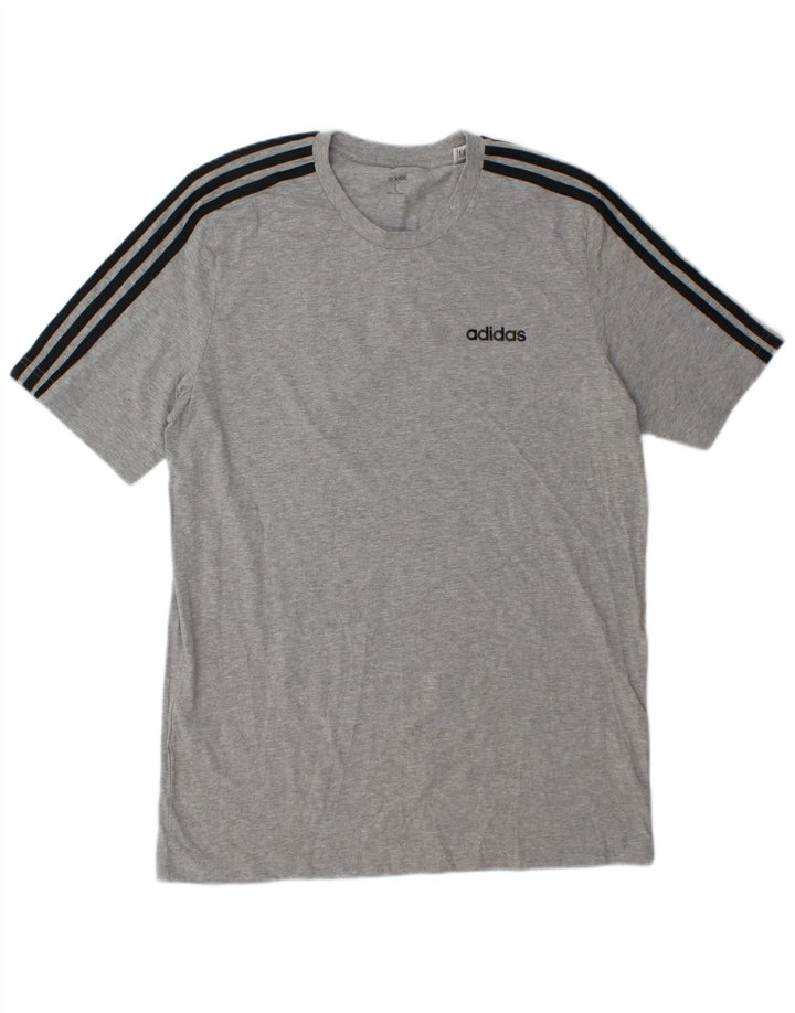 Adidas Mens Camiseta Top Grande Algodão Cinza