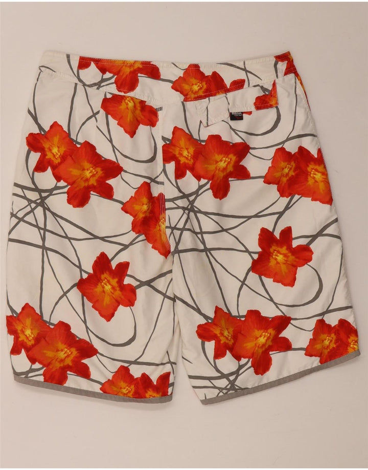Shorts de natação reversíveis masculinos Bear poliéster branco médio