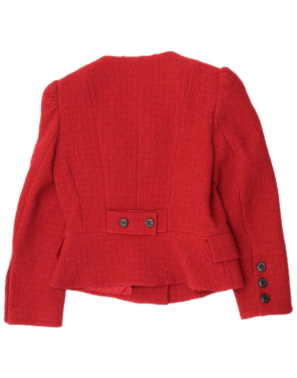 Jaqueta blazer feminina Karen Millen Reino Unido 12 médio Borgonha poliamida