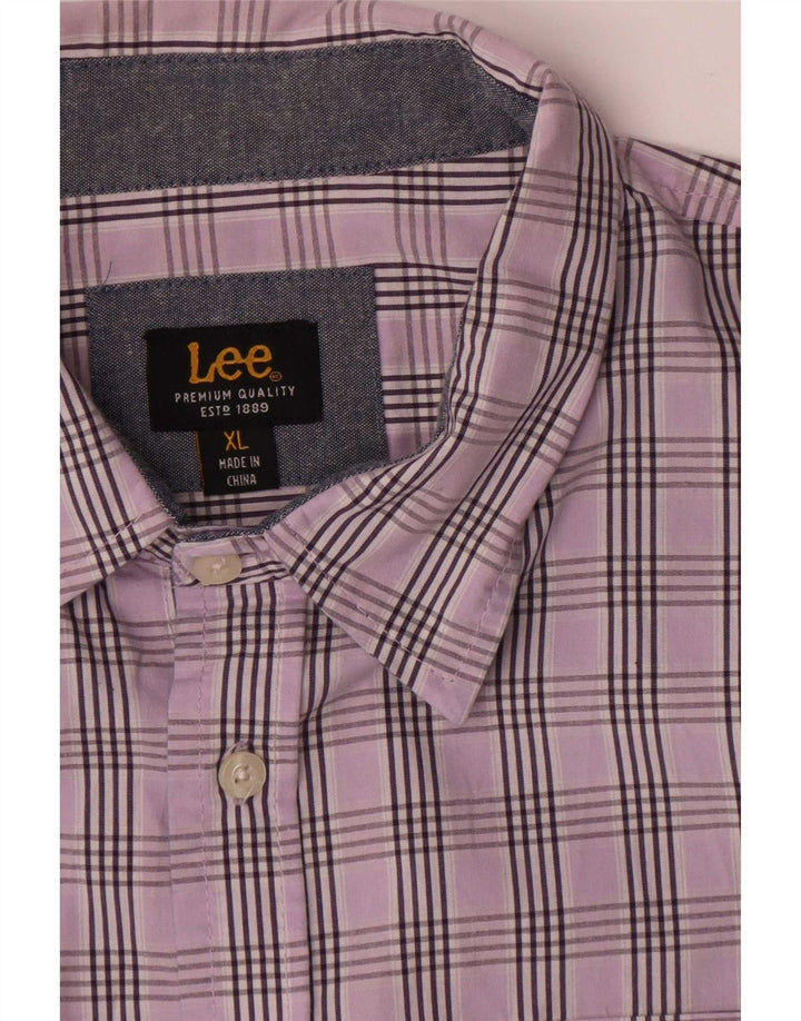 Camisa masculina Lee XL roxo xadrez algodão