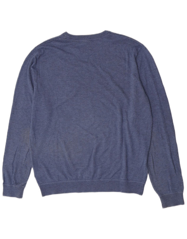 Suéter masculino Napapijri com decote em V geográfico XL azul viscose