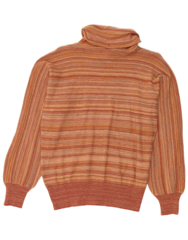 Suéter feminino vintage com gola redonda IT 44 listrado laranja médio