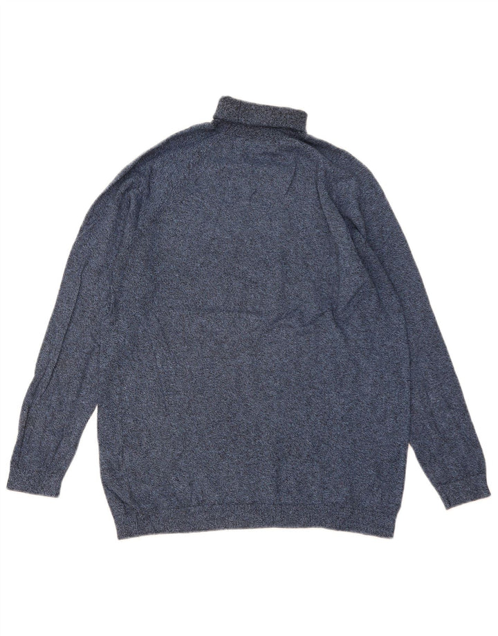 Zara Suéter masculino com gola redonda e viscose manchada azul médio